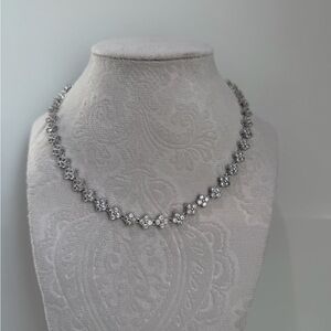 18K Gold Elegant Clover Tennis Silver Necklace